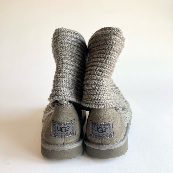 UGG Grey Wool Knitted Sheepskin Leather Knitted Boots size 6 - Picture 10 of 14